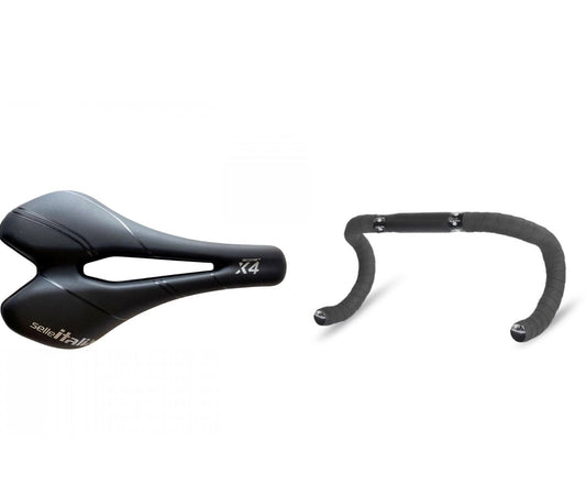 Selle Italia X4 Boost Superflow Titanio + Nastro Manubrio Gist